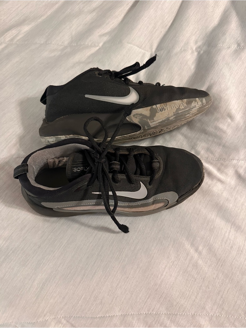 Nike Kids Black Sneakers with Gray and White Accents